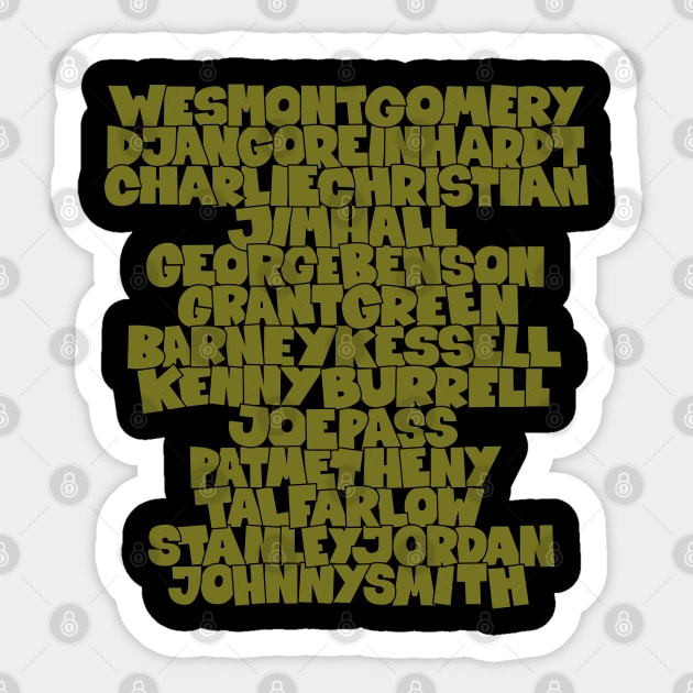 Jazz Legends in Type: The Jazz Guitarists Sticker by Boogosh